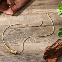 Set Of Carved Tube Barrel Necklace And Carved Half Moon Earrings In 2 Different Styles