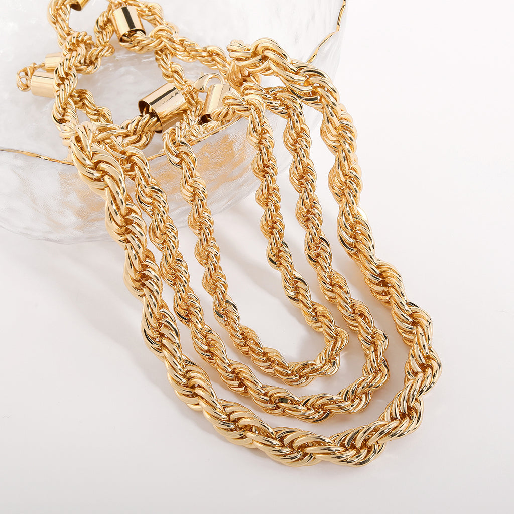 Elegant Twist Gold Plated Rope Chain In Different Sizes