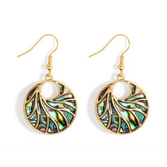 Circle With Abalone Waves Earrings