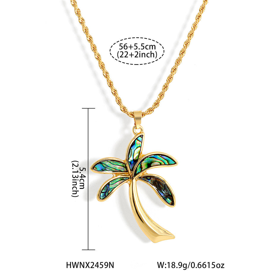 Hawaiian Abalone Palm Tree Necklace