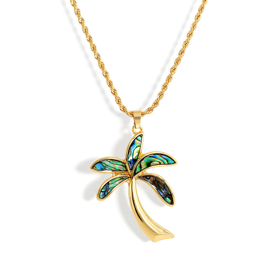 Hawaiian Abalone Palm Tree Necklace