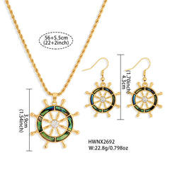 Set Of Abalone Helm Earrings And Necklace