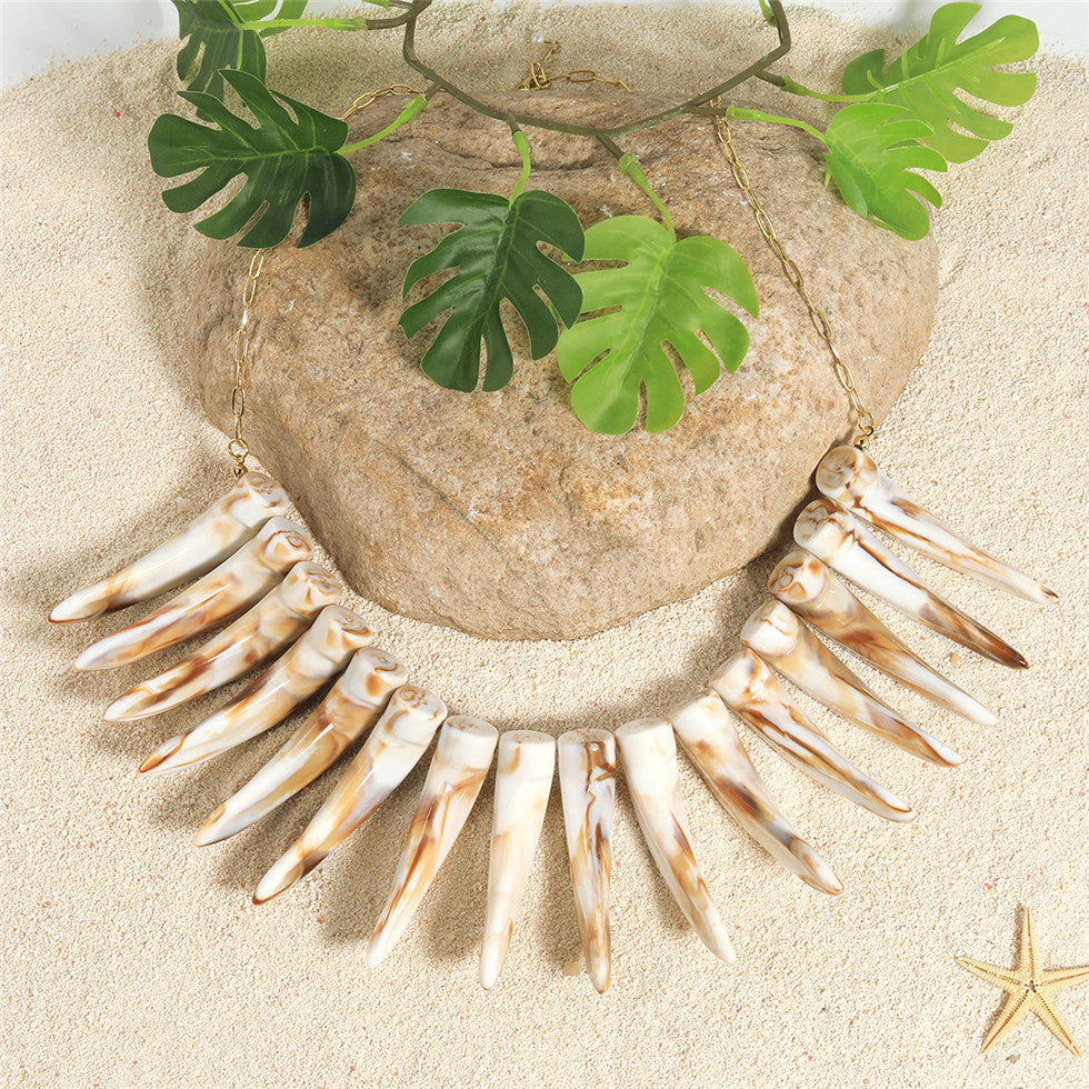 Hawaiian Ula Nifo Necklace In 2 Different Styles With Caramel-White Teeth
