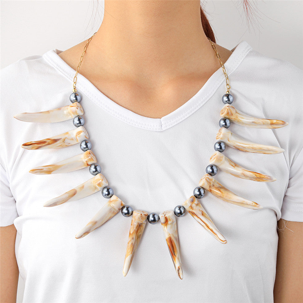 Hawaiian Ula Nifo Necklace In 2 Different Styles With Caramel-White Teeth