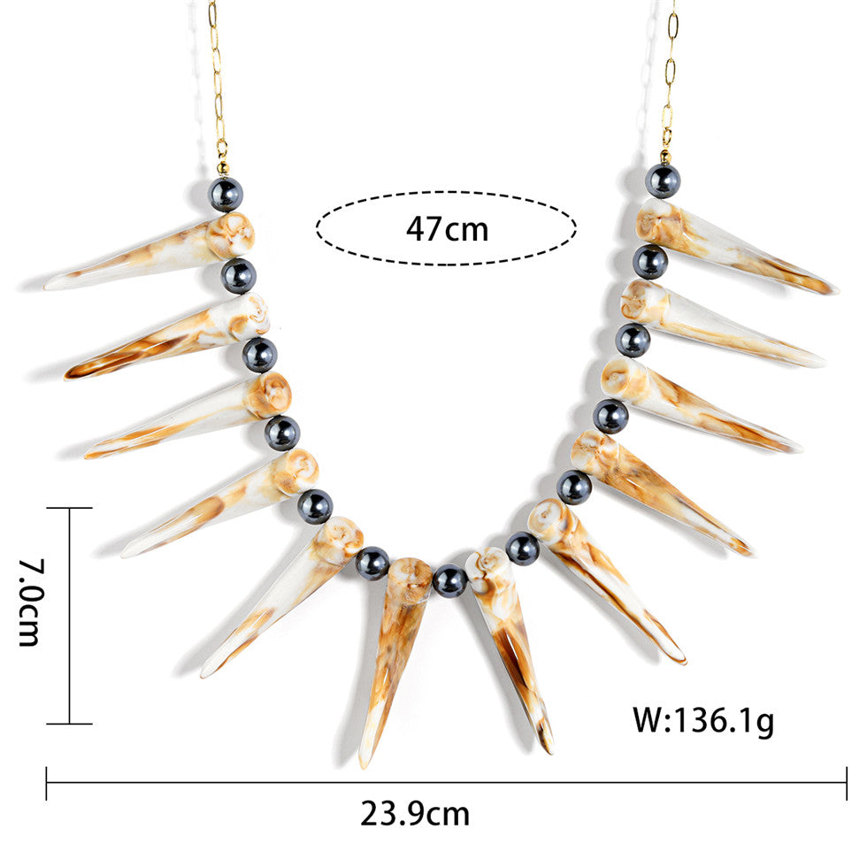 Hawaiian Ula Nifo Necklace In 2 Different Styles With Caramel-White Teeth