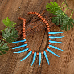 Hawaiian Ula Nifo Necklace With Blue Teeth And Wooden Beads In 2 Different Styles