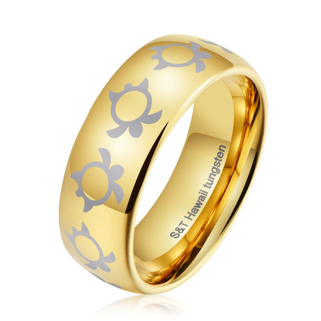 Hawaiian Sea Turtles Design Tungsten Ring In Different Colors