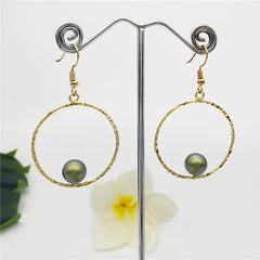 Circle Egg Hoop Hook Earrings With A Pearl In Different Colors