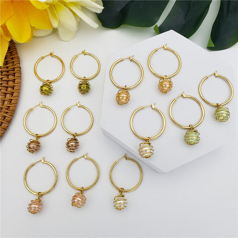 Hoop Circle Earrings Sustained With A Lightbulb Pearl In Different Colors