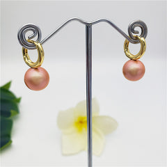 Pearl Hoop Circle Earrings In Different Colors