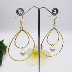 Double Teardrop Earrings With A Pearl In Different Colors