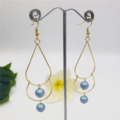 Double Teardrop Long Earrings Sustained With Pearls In Different Colors