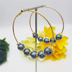 Large Hoop Earrings With White Zircon Disc Beads And Pearls In Different Styles And Colors
