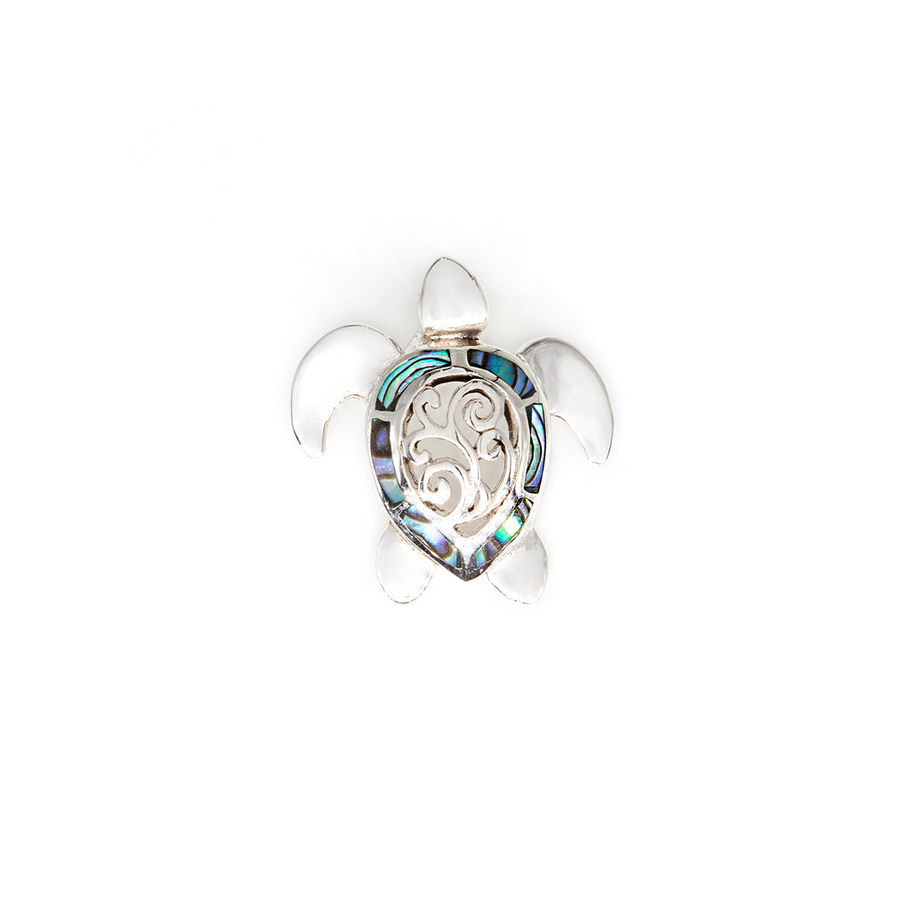 Highly Polished Turtle Pendant With A Blowing Wind And Abalone Shell