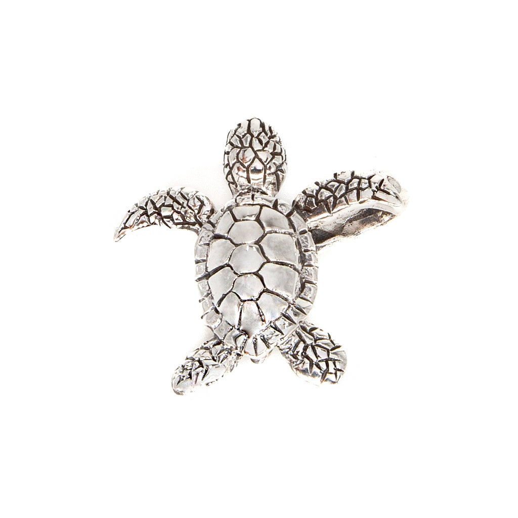 Oxidized Hawaiian Baby Turtle Pendant In 2 Different Styles