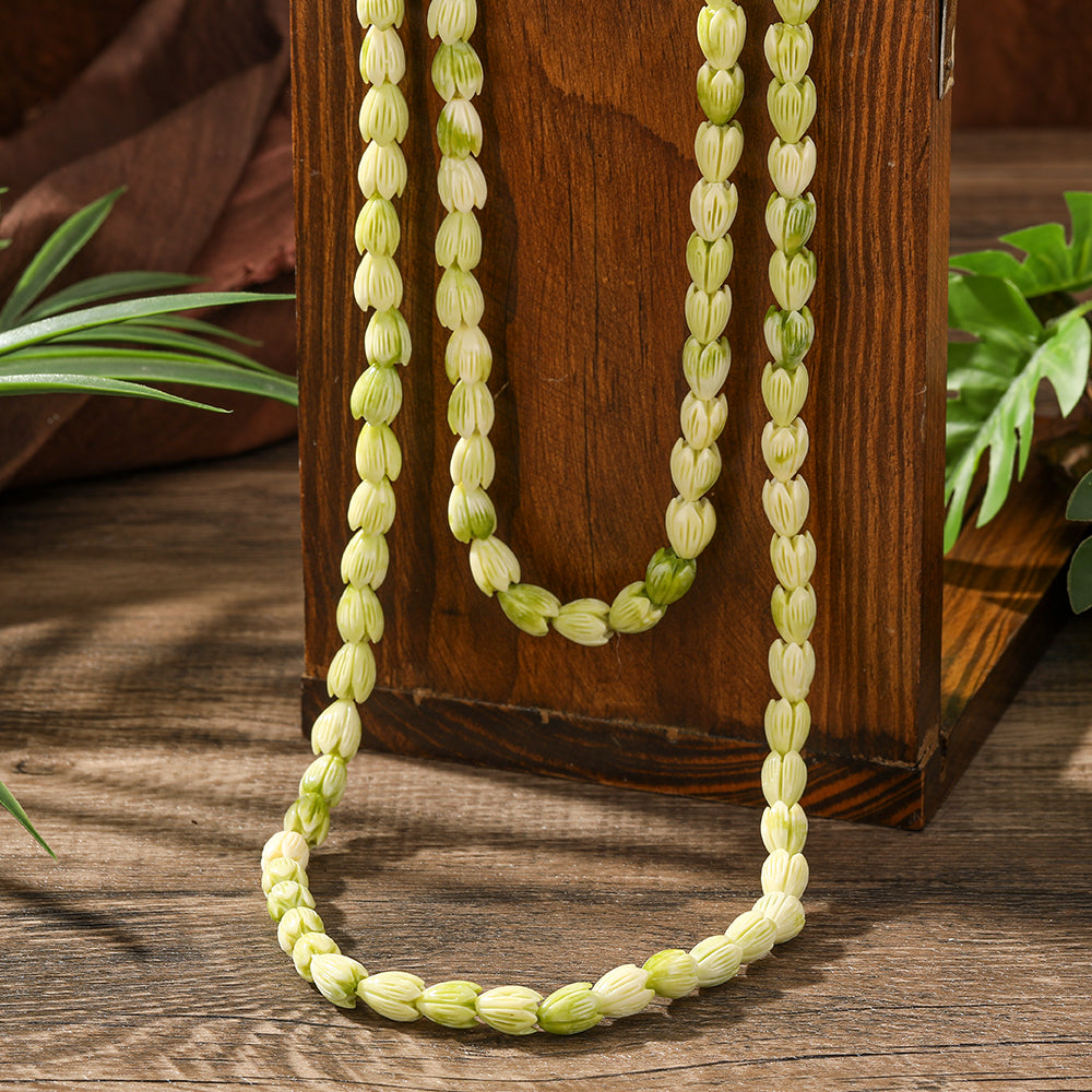 Hawaiian Green Pikake Flower Beads Necklace