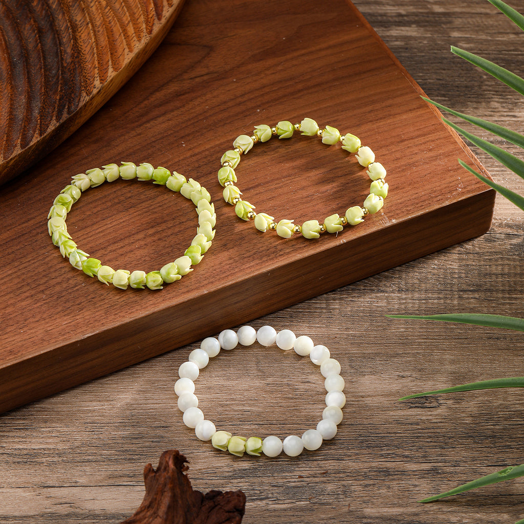 Hawaiian Pakalana Flower Bead Bracelets In 3 Different Styles