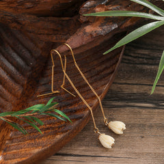 Hawaiian Ivory Color Pikake Flower Bead Drop Earrings