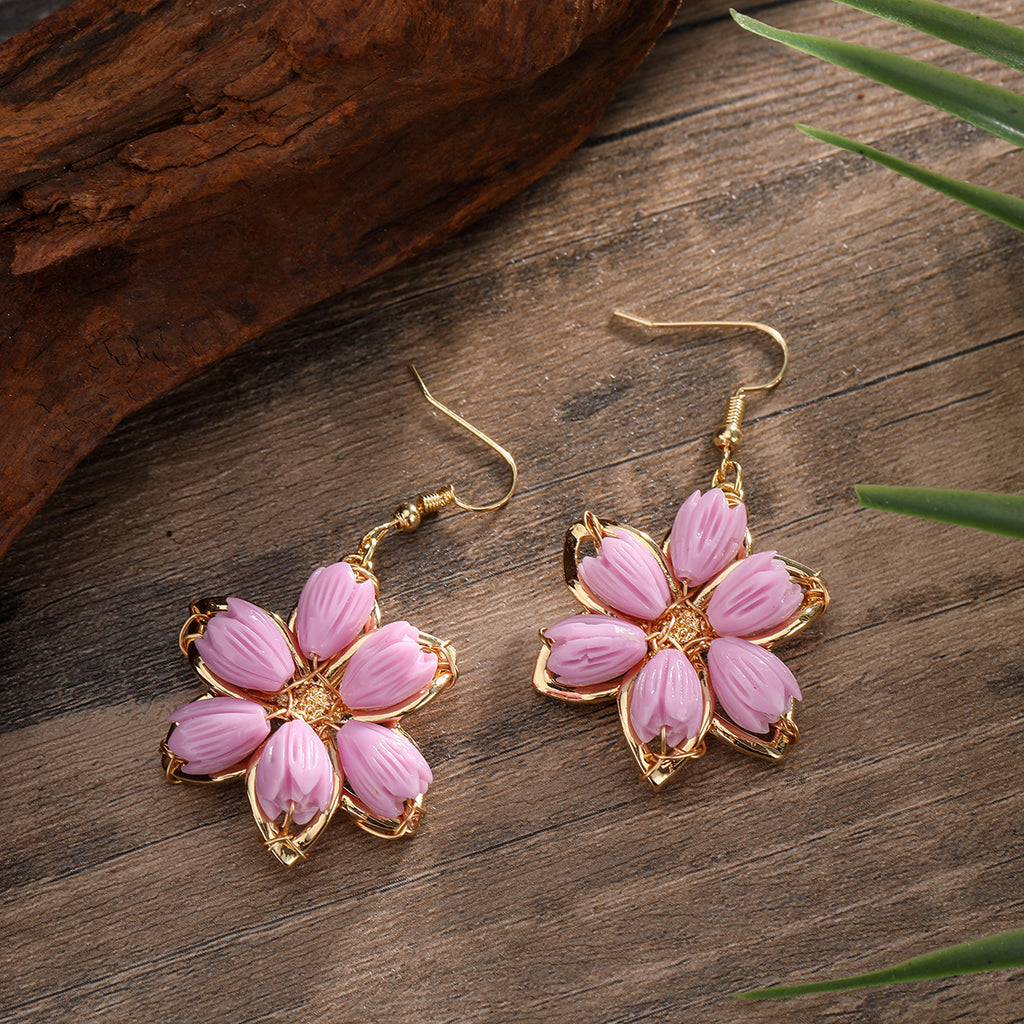 Hawaiian Flower Earrings With Pikake Flower Beads In 4 Different Colors