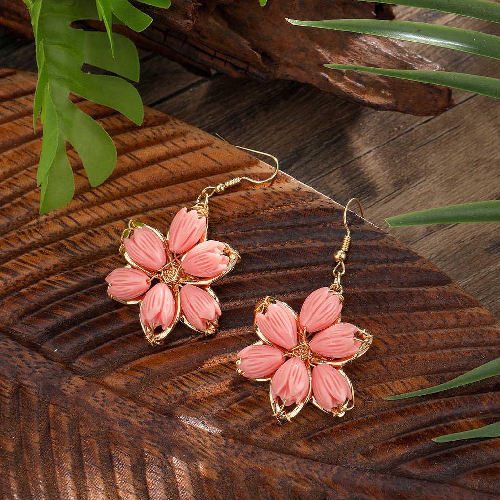 Hawaiian Flower Earrings With Pikake Flower Beads In 4 Different Colors