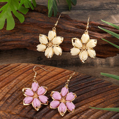 Hawaiian Flower Earrings With Pikake Flower Beads In 4 Different Colors