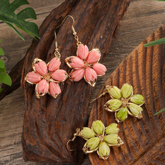 Hawaiian Flower Earrings With Pikake Flower Beads In 4 Different Colors