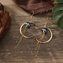 Eye Of The Crescent Moon Earrings In Different Styles And Colors Sustained With Chain Drops