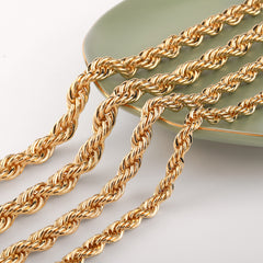 Elegant Twist Gold Plated Rope Chain In Different Sizes