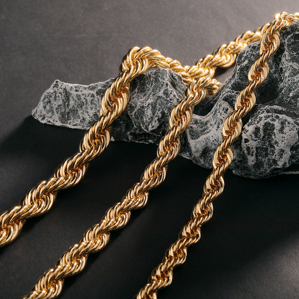 Elegant Twist Gold Plated Rope Chain In Different Sizes