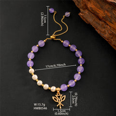 Pearls Bracelet With Golden Beads In Different Hawaiian Charms