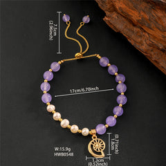 Pearls Bracelet With Golden Beads In Different Hawaiian Charms