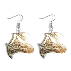 Manta Ray Inspired Copper Colored Abalone Shell Earrings