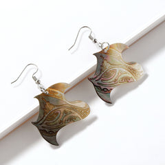 Manta Ray Inspired Copper Colored Abalone Shell Earrings