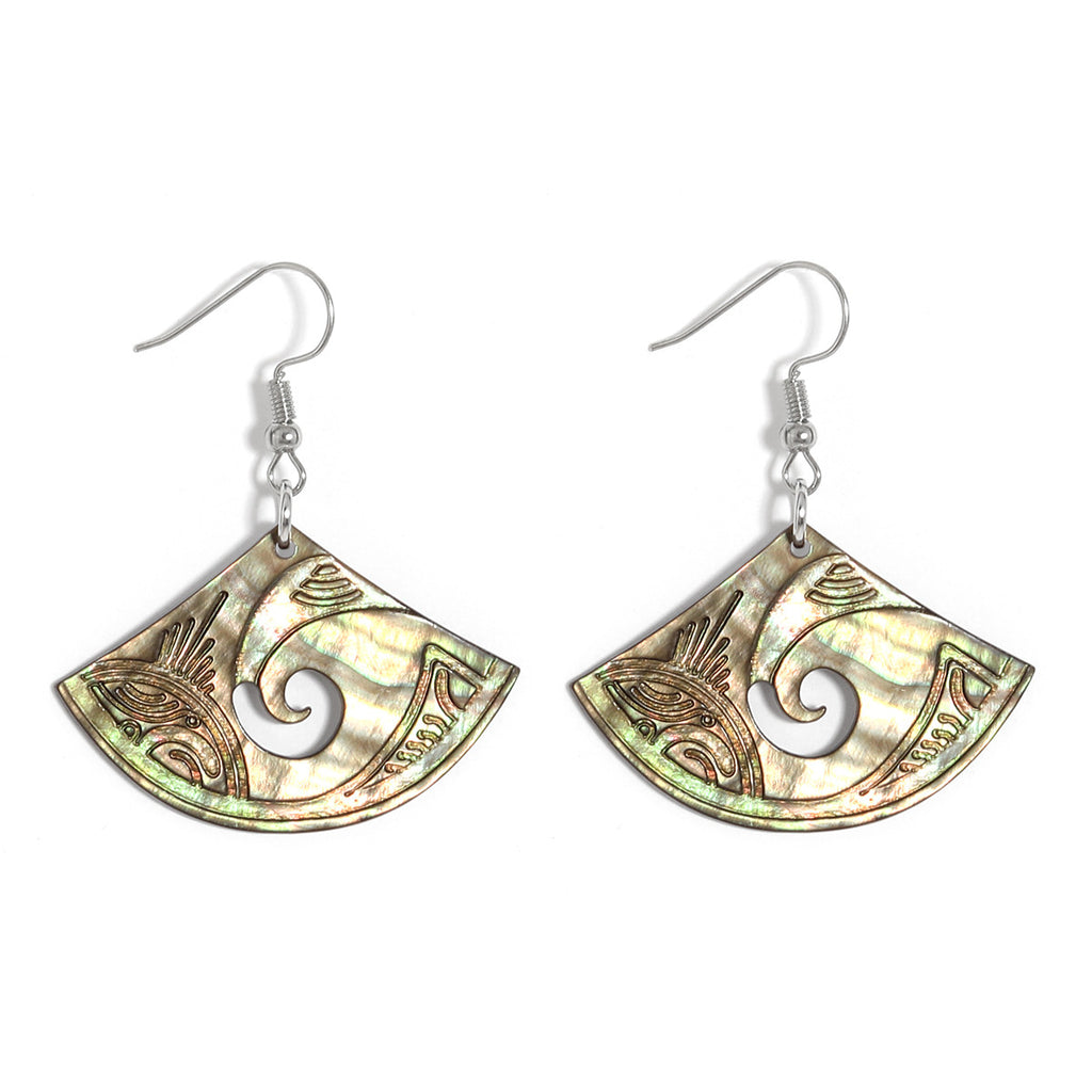 Abalone Shell and Light Silver Designed With a Wave Inside it Earring