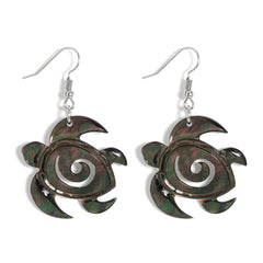 Turtle Inspired Copper Colored Abalone Shell Earrings