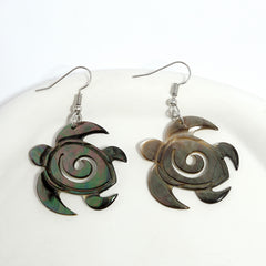 Turtle Inspired Copper Colored Abalone Shell Earrings