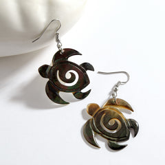 Turtle Inspired Copper Colored Abalone Shell Earrings