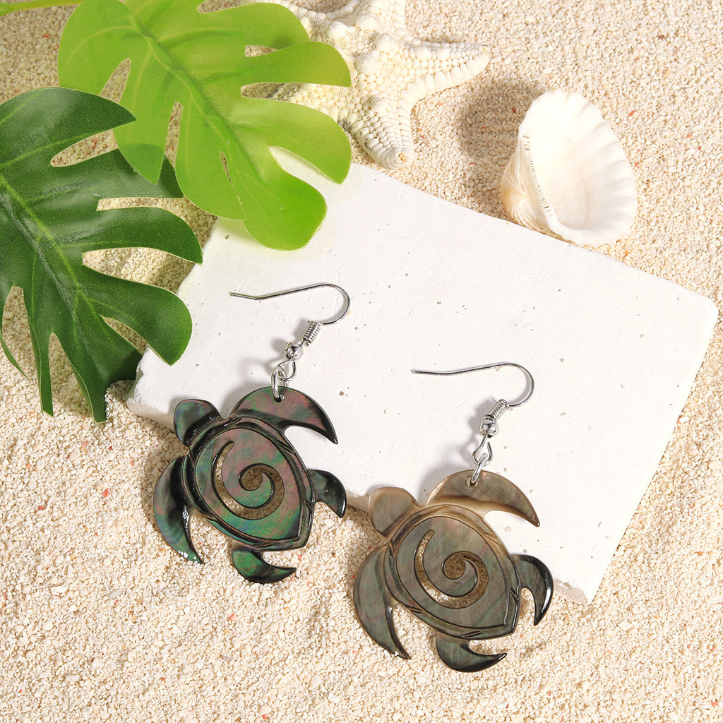 Turtle Inspired Copper Colored Abalone Shell Earrings