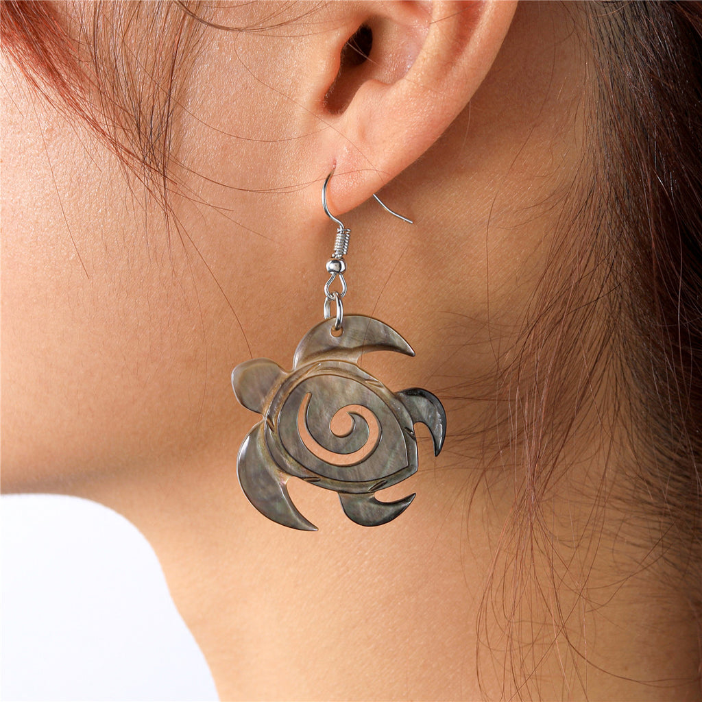 Turtle Inspired Copper Colored Abalone Shell Earrings