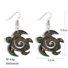 Turtle Inspired Copper Colored Abalone Shell Earrings