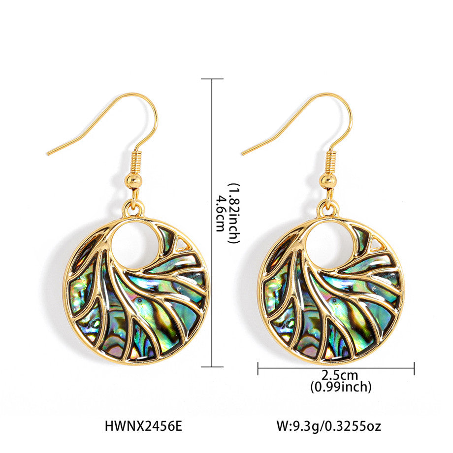 Circle With Abalone Waves Earrings