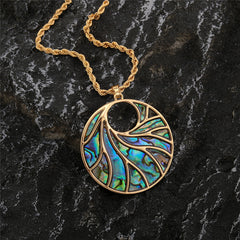 Circle With Abalone Waves Necklace