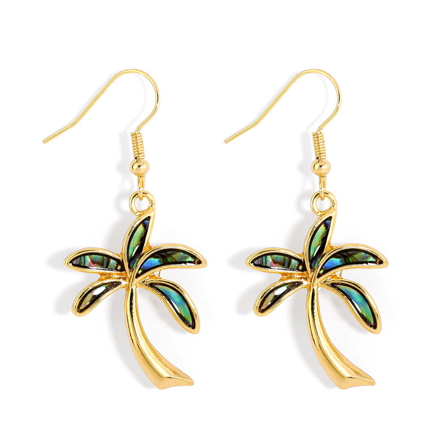 Hawaiian Abalone Palm Tree Earrings