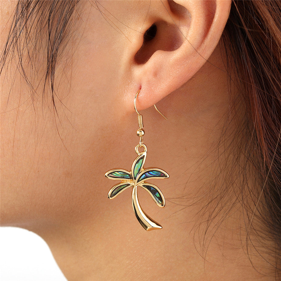 Hawaiian Abalone Palm Tree Earrings