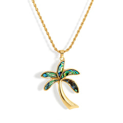 Hawaiian Abalone Palm Tree Necklace