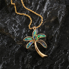 Hawaiian Abalone Palm Tree Necklace