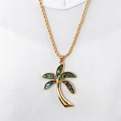 Hawaiian Abalone Palm Tree Necklace