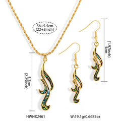 Set Of Abalone Blowing Winds Earrings And Necklace