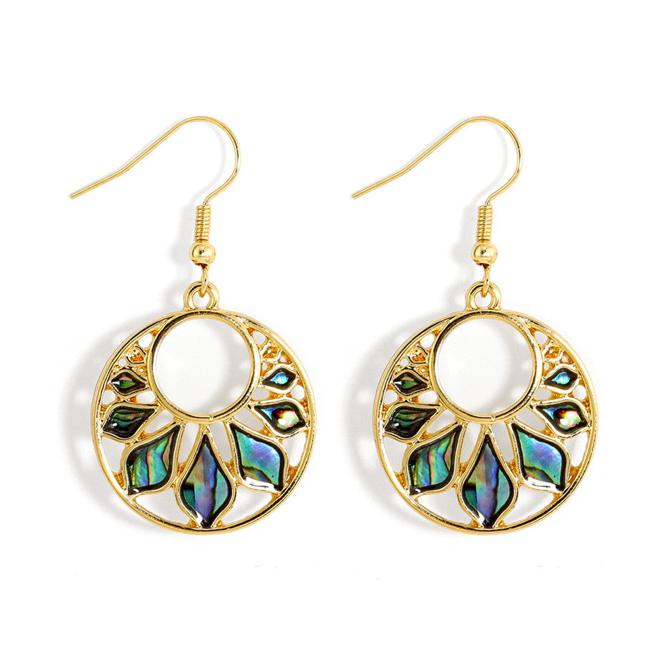 Double Circle Earrings With Abalone