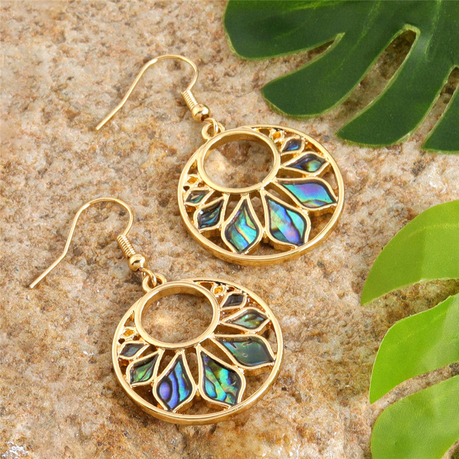 Double Circle Earrings With Abalone